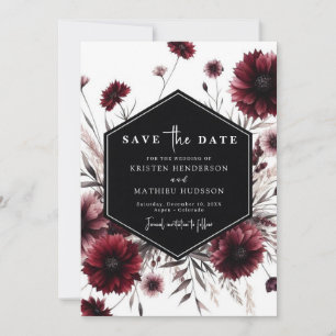 Unique Rustic Burgundy Wedding Save The Date
