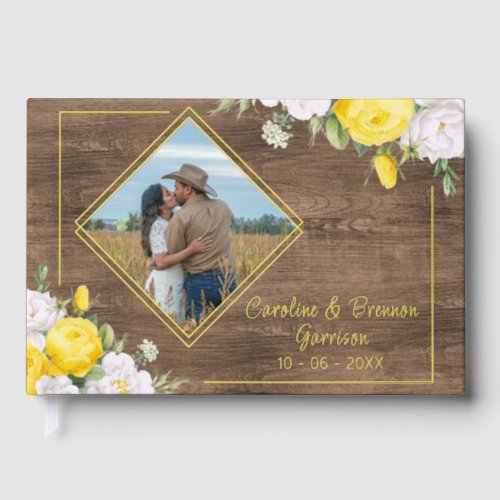 Unique Rustic Country Western Boho Gold Foil Foil Guest Book