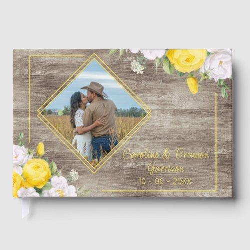 Unique Rustic Country Western Boho Gold Foil Foil Guest Book