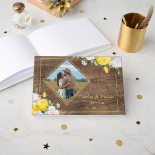 Unique Rustic Country Western Boho Gold Foil Guest Book
