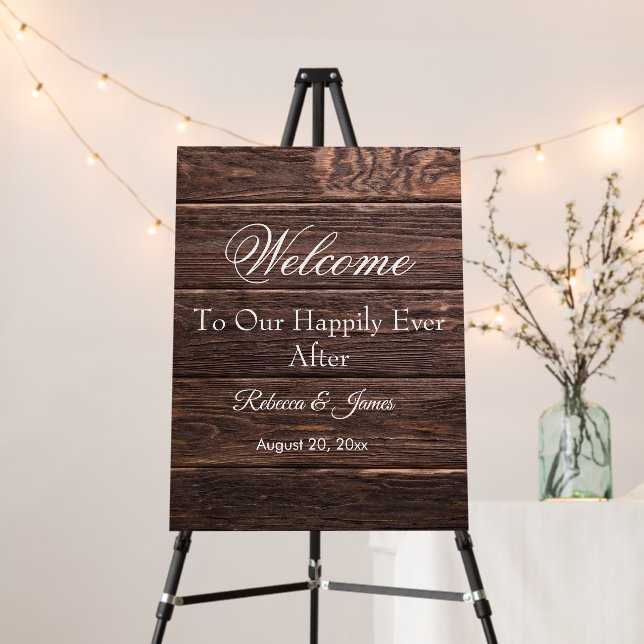 Unique Rustic Happily Ever After Wedding Backdrop Foam Board (In Situ (Stand))