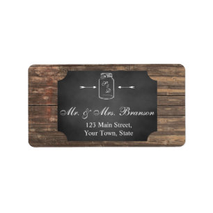 Unique Rustic Mason Jar Chalkboard Custom Monogram Label
