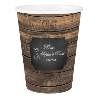 Unique Rustic Mason Jar Chalkboard Wedding Custom Paper Cup