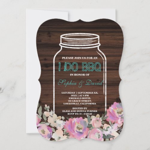 Unique Rustic Mason Jar Old Barn WI DO BBQ Invitation