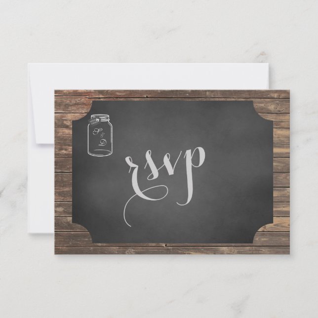 Unique Rustic Mason Jar Wedding RSVP (Front)