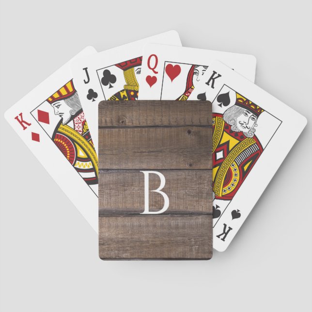 Unique Rustic Monogrammed Classic Playing Cards (Back)