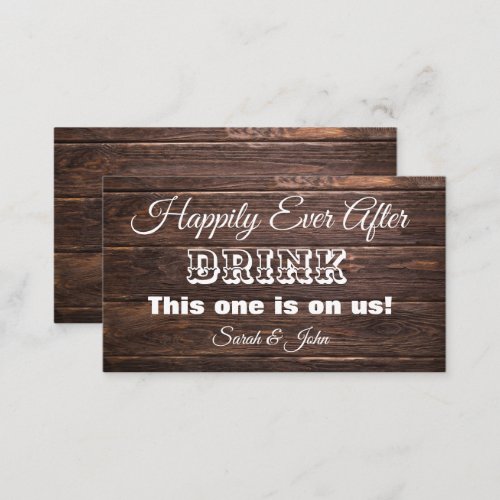 Unique Rustic Oak Wedding Voucher Drink Ticket