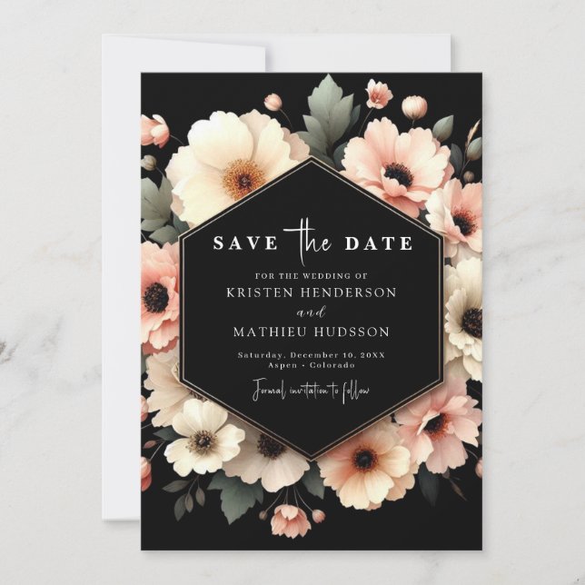 Unique Rustic Pink Floral Wedding Save The Date (Front)
