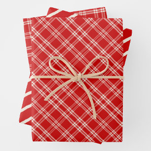 Unique Rustic Red & Cream Squiggly Mixed Patterns Wrapping Paper Sheets