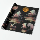 Unique Rustic Trees Animals Wrapping Paper (Unrolled)