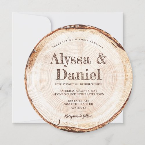 Unique Rustic Wedding Wood Bark Texture Custom Invitation