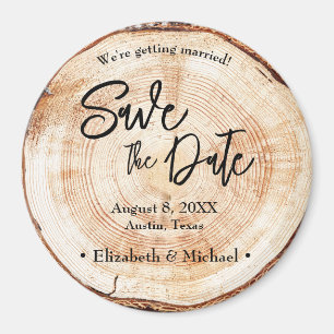 Unique Rustic wedding Wood Disk Tree bark Custom Magnet