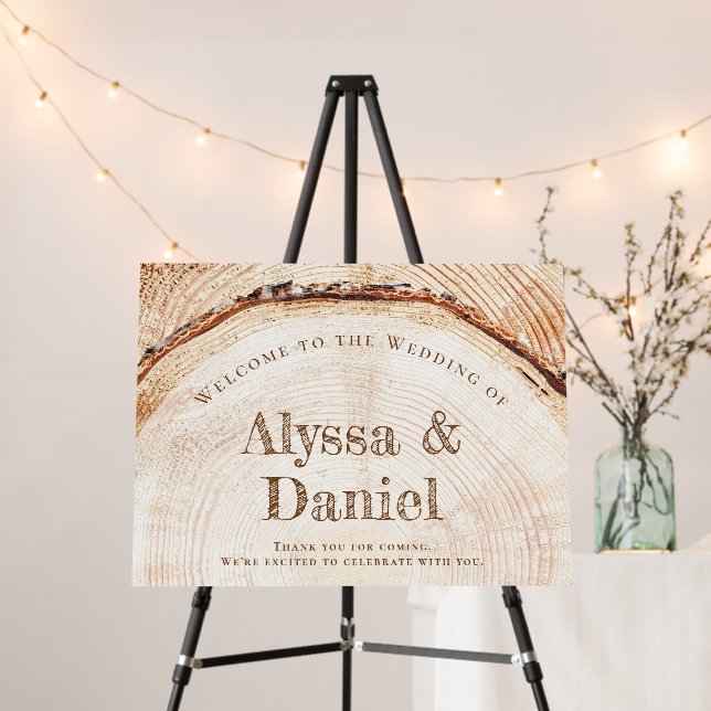 Unique Rustic Wood Cut Welcome to the wedding Foam Board (In Situ (Stand))