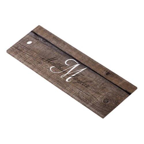 Unique Rustic Wood Pattern Monogram Name Script   Ruler