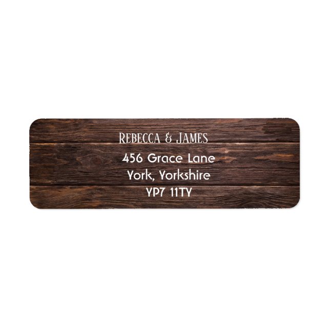 Unique Rustic Wood Wedding Return Address Label (Front)