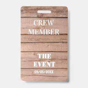 Unique Rustic Wooden Custom Event Access Badge