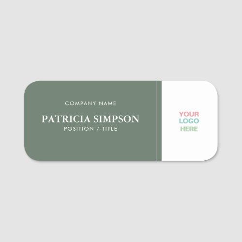 Unique Sage Green And White Elegant Fashionable Name Tag