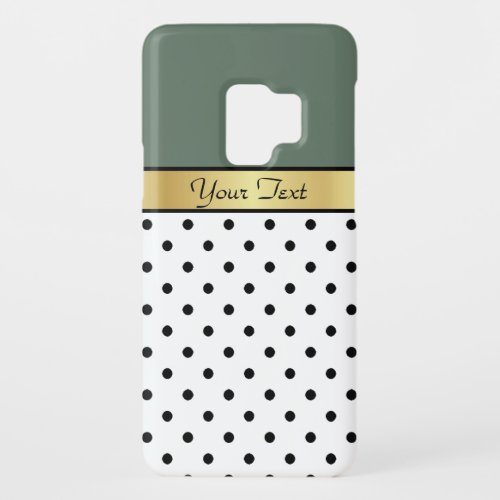 Unique Sage Green White Black Polka Dots Elegant Case_Mate Samsung Galaxy S9 Case