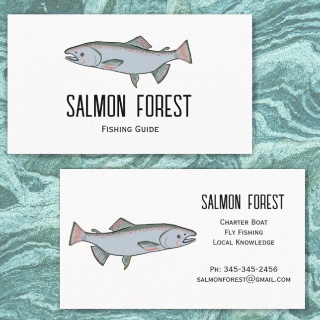 Unique Salmon Fish Fishing Guide Nature Simple Business Card (Creator Uploaded)