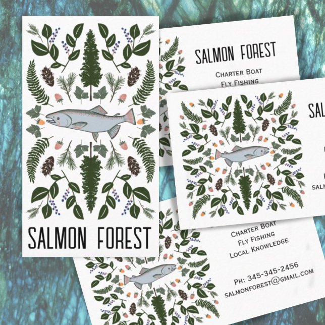 Unique Salmon Fish Fishing Nature PNW Botanical  Business Card (Creator Uploaded)