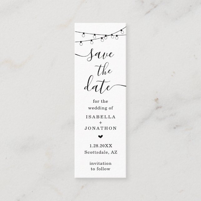 Unique Save the Date Bookmark Bookmark Mini Business Card (Front)