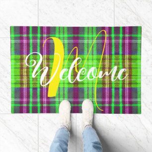 Unique Scottish Buffalo Plaid Tartan Textured Doormat
