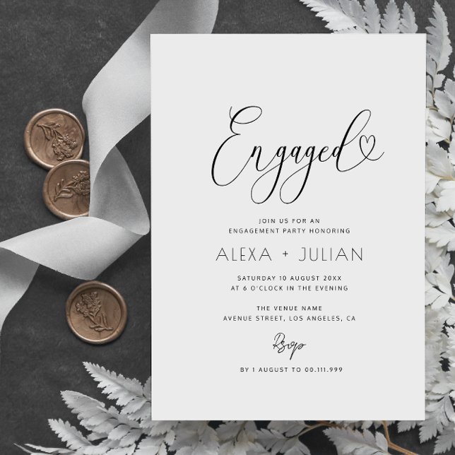 unique script black and white engagement party invitation (Creator Uploaded)