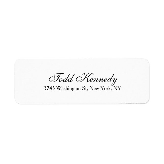 Unique Script Creative Plain Black White Label (Front)