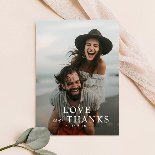 Unique Script Photo Wedding Thank You Card