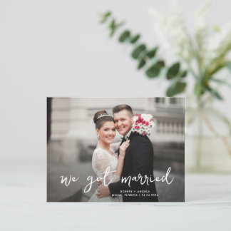 unique script wedding announcement postcard