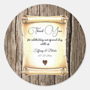 Unique Scroll & Feather Pen Wedding Classic Round Sticker