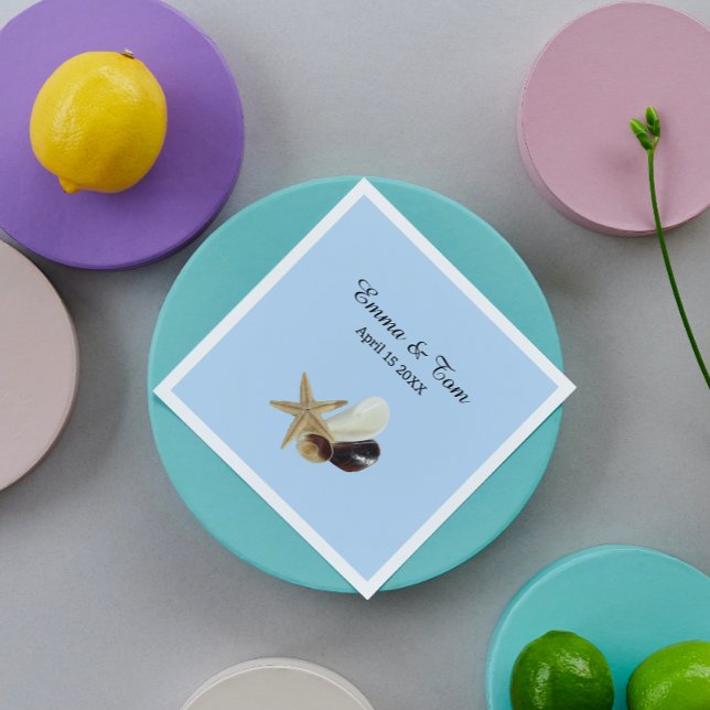 Unique seashell bouquet beach wedding coastal napkins (Creator Uploaded)