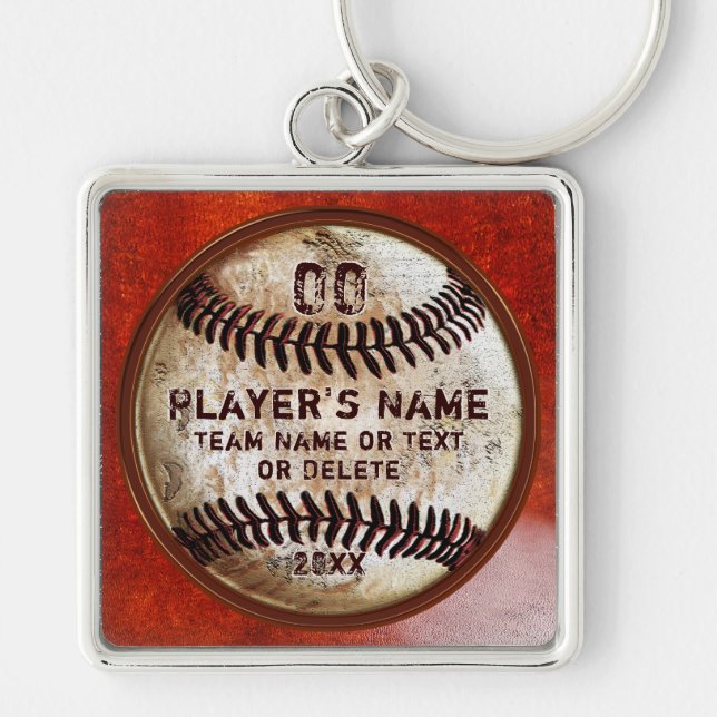 Unique Senior Baseball Gifts Keychains, 4 Text Box Keychain (Front)