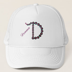 Unique Sequin Bling Letter D Monogram Trucker Hat