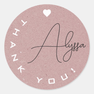 Unique Signature Kraft Paper Thank You Business Classic Round Sticker