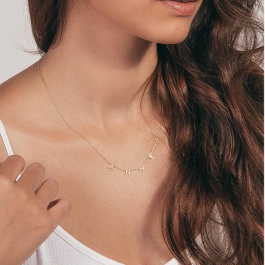 Unique Silver or Gold Letter Name Necklace (Front)