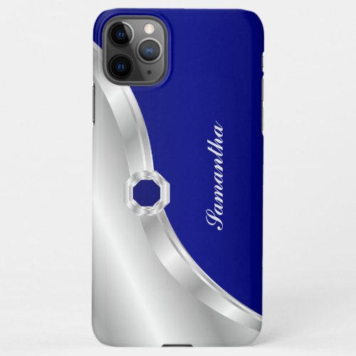 Unique Silver Royal Blue Minimal Script Name iPhone 11Pro Max Case