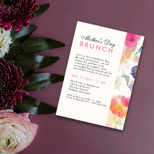 Unique Simple Floral Greenery mother day BRUNCH Invitation