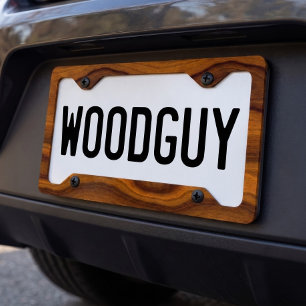 Unique Simple Modern Trendy Wood Grain Pattern License Plate Frame