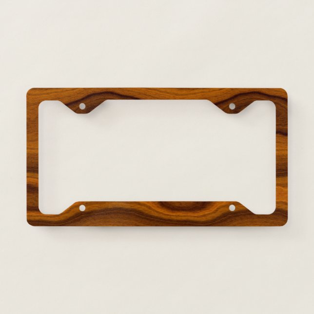 Unique Simple Modern Trendy Wood Grain Pattern License Plate Frame (Front)
