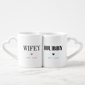 Unique simple personalized hubby and wifey mugs | Zazzle