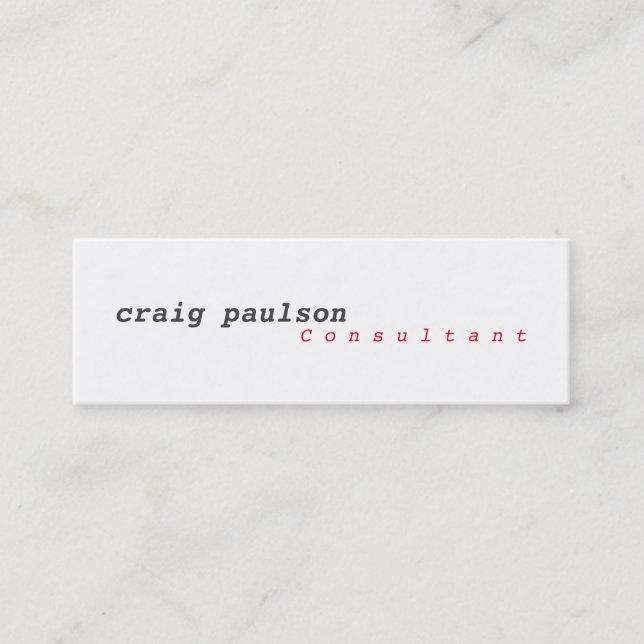 Unique Simple Trendy Cute Plain Slim Consultant Mini Business Card (Front)