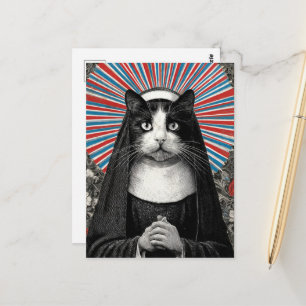 Unique Sister Kitty the Cat Nun Postcard