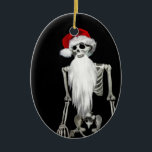 Unique skeleton Santa Christmas ornament<br><div class="desc">Unique skeleton Santa with a long white beard on a ceramic Christmas ornament.  Perfect for someone with a dark sense of humor,  or someone who loves beards!</div>