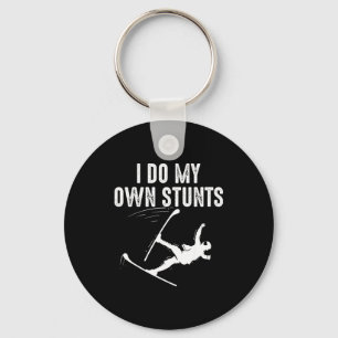 Unique skiing art for men women kids skier keychain