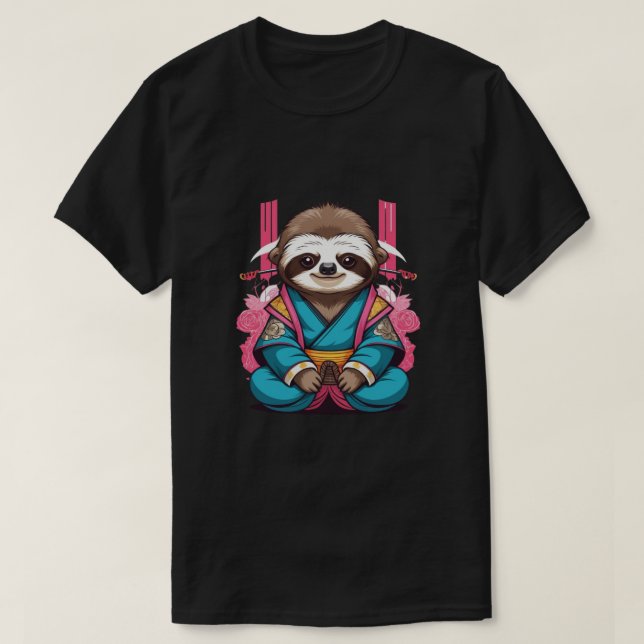 Unique Sloth Samurai Cool and Quirky Animal Design T-Shirt (Design Front)
