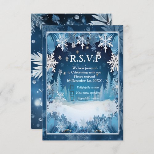 Unique Snowflake Festive Winter Design RSVP Card
