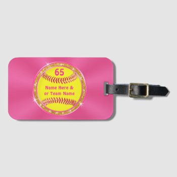 Unique Softball Gifts Luggage Bag Tags For Team by LittleLindaPinda at Zazzle