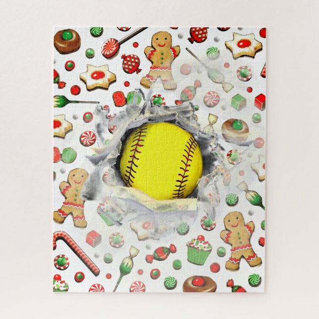 Unique Softball Holiday Gift Jigsaw Puzzle (Vertical)