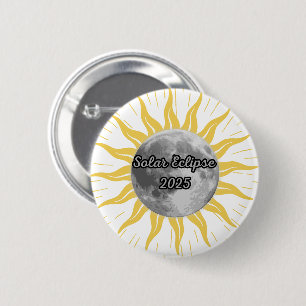 Unique Solar Eclipse 2025 Moon and Sun Button